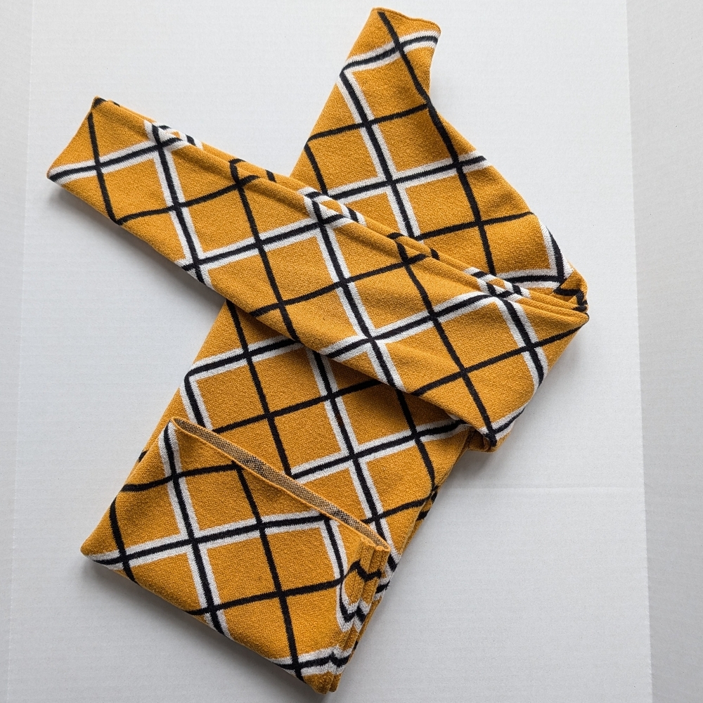 Tahari Mustard Checkered Sweater